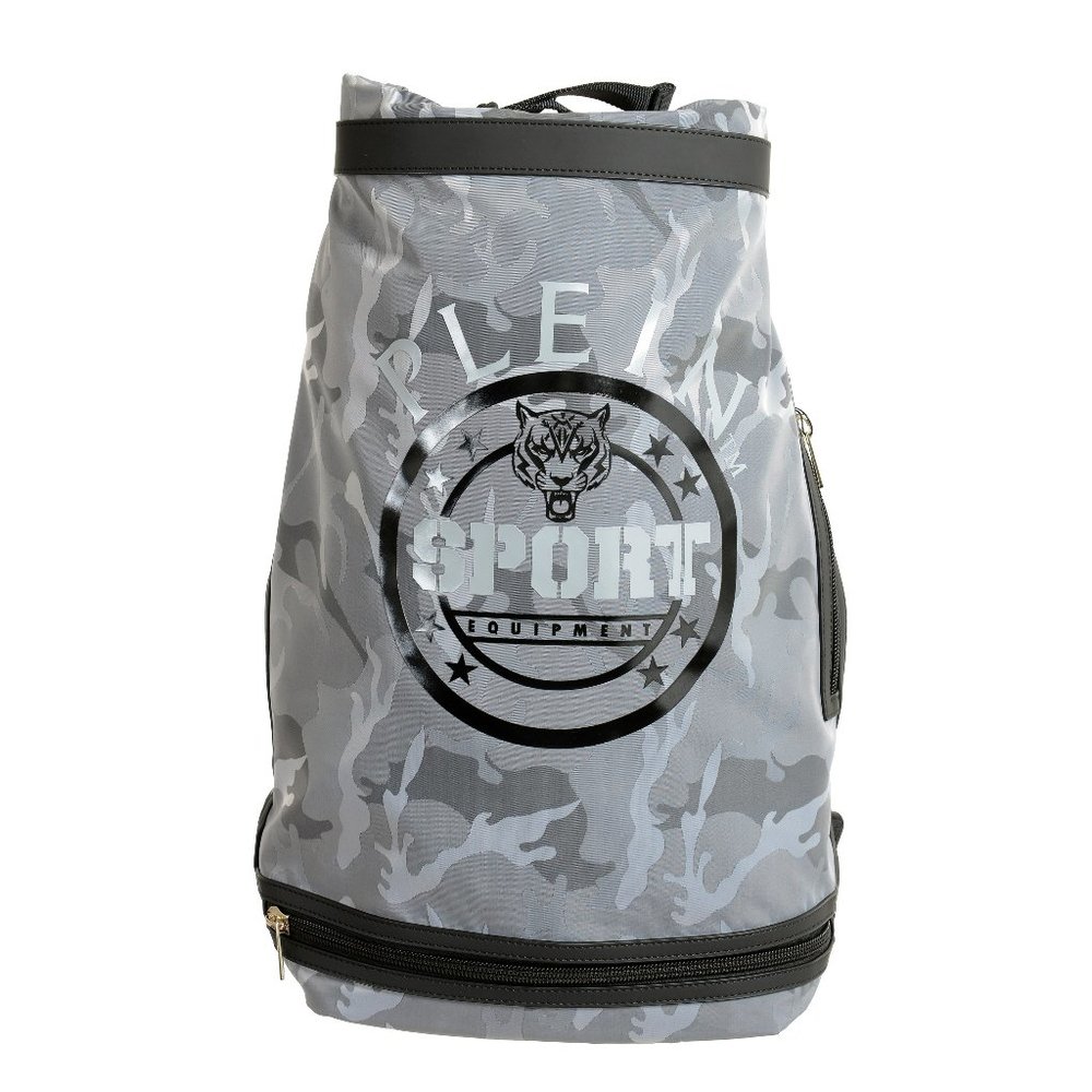 Plein Sport Unisex Gray Military Print Large Backpack Bag